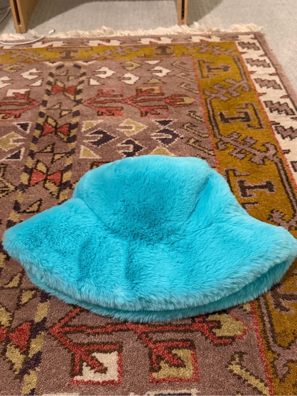 Faux Fur Bucket Hat - Bright Turquoise